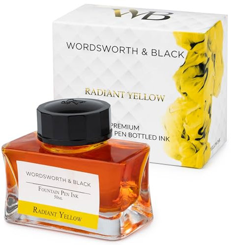 Wordsworth and Black Botella de tinta para pluma estilográfica (50 ml), [Amarillo], Tinta embotellada Plumas estilográficas; Botella de diseño clásico Flujo suave 50 ml