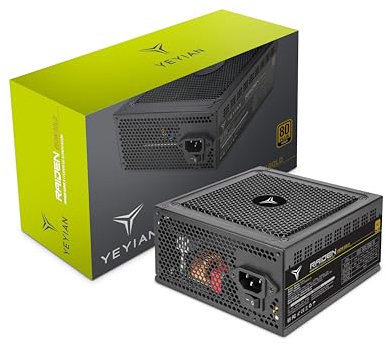 YEYIAN Raiden 650W Fuente de Alimentación Semi Modular PC 80+ Oro | PCIE 6+2 | ATX 12V Ver 2.0 | 80 Plus Gold | Cables Planos | Ventilador 140mm | PC Gaming Compatible Nvidia AMD (Negro)