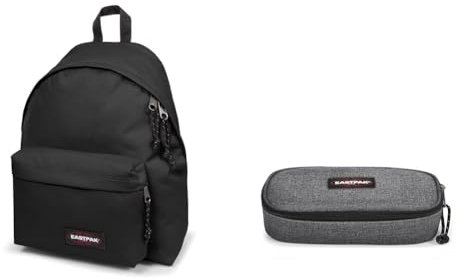 EASTPAK PADDED PAK'R Mochila, 27 L, Black (Negro) & Oval Single Estuche, 27 L, Black Denim (Gris)