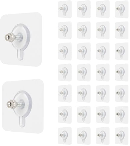 Sixfolo 30 Pièces Clous de Suspension Adhésifs Transparents Crochet à Vis Mural Sans Poinçon Vis Adhésives Détachables en PVC Accroche Cadre Photo Sans Percer pour Accroche de Tableau,Cadre,Photo