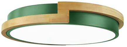 Himmel Slip Holz LED Unterputz Deckenleuchte, 40cm Runde dimmbare Deckenleuchte, 2700K-6000K wählbare minimalistische Deckenleuchte für Wohnzimmer, Schlafzimmer (grün, 40cm)
