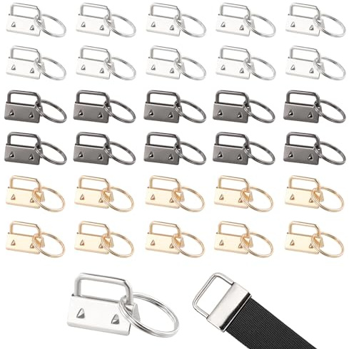 Wisebom Schlüsselband Rohlinge 30 Stück Schlüsselanhänger Hardware 25mm Klemmverschluss Anhänger Armband Hardware mit Schlüsselring Klemmschließeanhänger für DIY Handarbeit Lanyard Stoff (3 Farben)