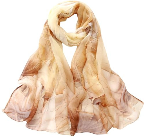 GWAWG Sommerschal Damen Dünn Chiffon Schal Leicht Khaki für Strand Alltag Party Bankett
