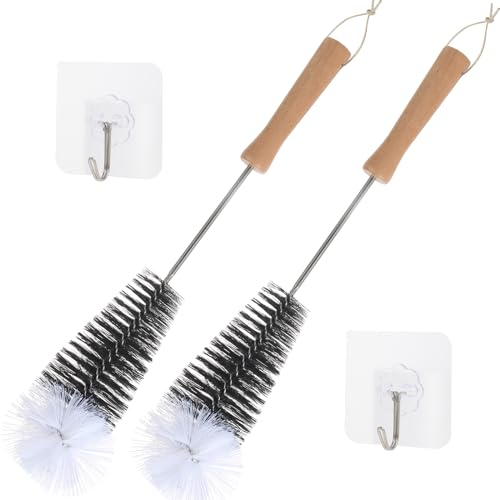 Tahbarshi 2PCS Extra Long Bottle Brush for Cleaning Baby Bottles, Water Bottles, Coffee Pots, Tumblers, Jars, Kettles