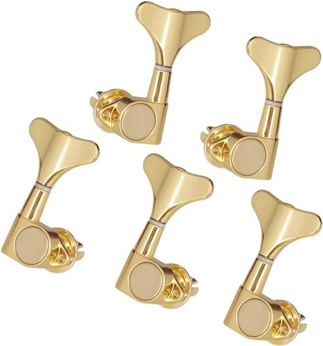 Juego de 5 clavijas de afinación de cuerda de 2 L 3R, repuesto de bajo eléctrico dorado, afinadores cerrados izquierdo y derecho