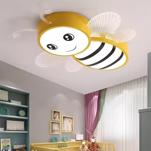 LED Kinderzimmerlampe Dimmbar Deckenleuchte 36W Schlafzimmerlampe Deckenlampe Jungen Mädchen Zimmer Deko Decke Lampe Modern Acryl Design für Wohnzimmer Esszimmer Schlafzimmer Kinderzimmer 60CM (Gelb)