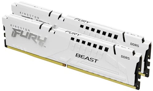 Kingston FURY Beast Bianco DDR5 32GB (2x16GB) 6400MT/s CL32 DIMM Memoria Gaming per Computer Fissi Kit da 2 Intel XMP - KF564C32BWK2-32