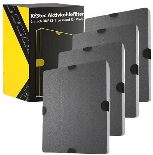 KF3TEC® Aktivkohlefilter (4 Filter) ähnlich DKF12-1 bzw. 6228731, passend für Miele Dunstabzugshauben DA269-4 / DA279-4 / DA390 / DA420 / 28996265D (4er pack)