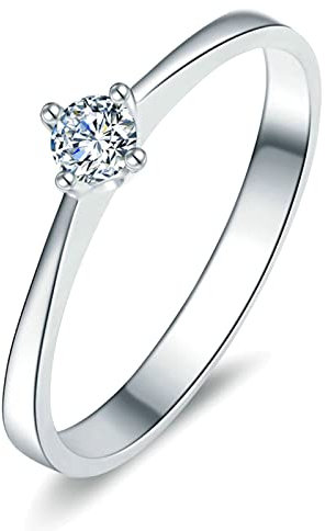 Daesar Ring Damen 950 Platin, Eheringe Solitär mit 0.3ct Moissanit Trauringe Weißgold Nickelfrei Gr.51 (16.2)