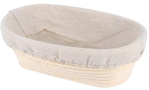 Panier à pain avec doublure | Panier à pain Bann-eton | Panier ovale de 25 cm | Bol à pain en rotin naturel pour boulange professionnels et amateurs