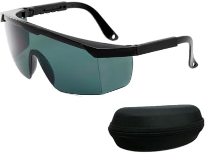 Okaywork Laser-Augenschutz Brille,uv schutzbrille Professionelle Rotlicht Schutzbrille blaulichtfilter brille für Haarentfernungs Behandlung und Kosmetik,mit Schutzbox schwarzer Rahmen (Graue Gläser)