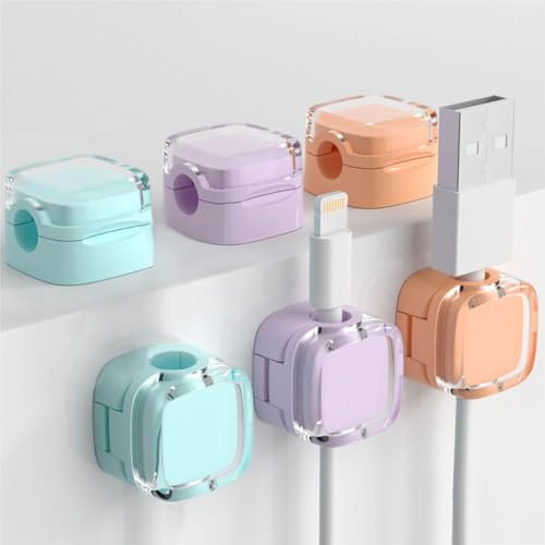 SSKHE 6PCS Colorful Data Cable Organizer Clip, Magnetic Cable Holder, Hidden Cable Organizer For Office Desks Bedside Tables Kitchens Household Items