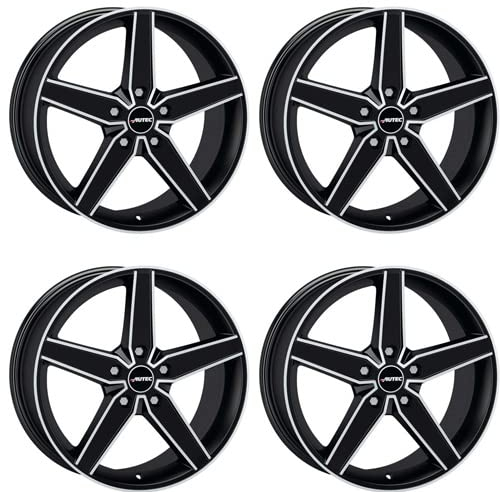 4x AUTEC Felgen Alufelgen DELANO 7.5x17 ET42 5x112 Schwarz matt poliert kompatibel mit VW Beetle Caddy Touran Golf V Golf VI Golf VII Jetta Passat CC Sc