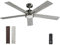 Vagizm Ventilador de Techo con Luz Dormitorio: Ventilador Silencioso de 132cm con Mando a Distancia para Sala - Motor DC Reversible - 220~240V - Función Temporizador - Gris - 5 Aspas