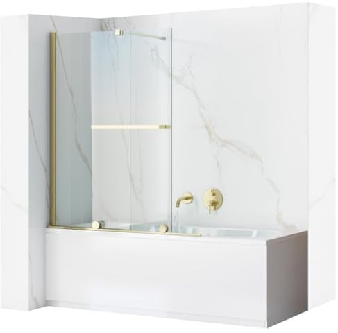Rea Badewannenaufsatz Fabian 100 Gold, Glas, Spritzschutz - 6X101X139CM