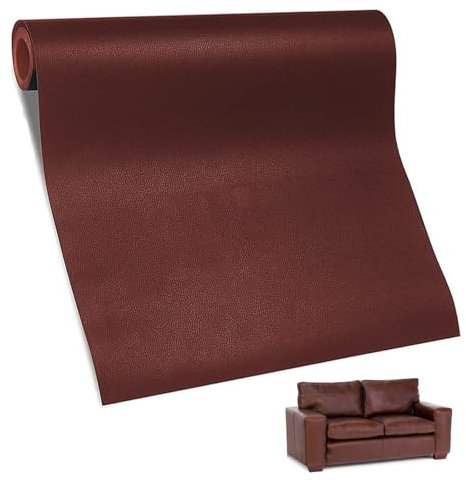 Leder Patch Kit, 60x137cm PU Reparatur Patch, Leder Selbstklebend Patch, Selbstklebender Leder Reparaturaufklebe, Kunstleder Selbstklebende Leder, für Autositz, Sofa, Bürostuhl, Möbel (Dunkelbraun)