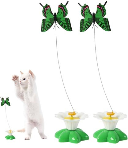 Grtheenumb Flying Butterfly Cat Toy 2Pcs Interactive Cat Toy Battery Powered Cat Teaser Moving Simulation Butterfly Cat Teaser for Indoor Cats Exercise No Battery Butterfly Cat Toy