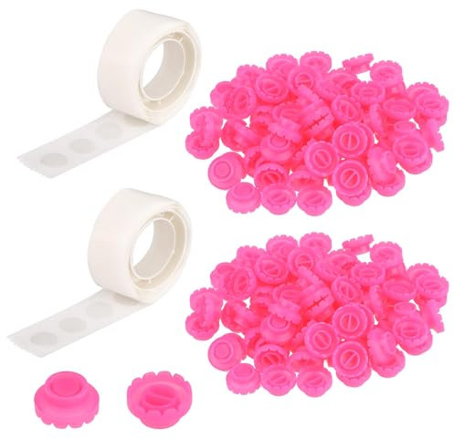 200 PCS Lash Glue Rings, Lash Extension Fan Blossom Cups, Eyelash Holder Tool, Eyelash Glue Rings for Grafting, Pink