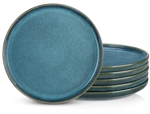 vancasso VEGA Speiseteller Steingut, Essteller set 6 Personen, Ø 26 cm Teller Set, Geschirr für Spülmaschine und Mikrowelle, Pastateller, Frühstücksteller, Kuchenteller