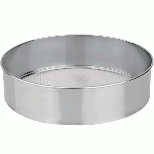 CHEFZOCO Tamizador de harina, Tamiz Harina, Tamiz Harinero, Colador de harina, Criba de harina, Tamiz de repostería, Tamizador Acero Inoxidable, Tamiz harina fina, Diámetro 18 cm, acero inoxidable