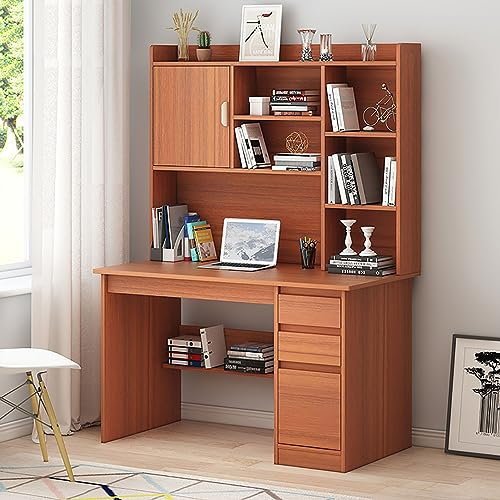 Home-Office-Schreibtisch mit Ablagefach und Stall, moderner Schreib- und Arbeitsstation mit Bücherregal, Computertisch für PC und Laptop, Walnussholz-Finish (99,1 x 45,7 x 162,6 cm)