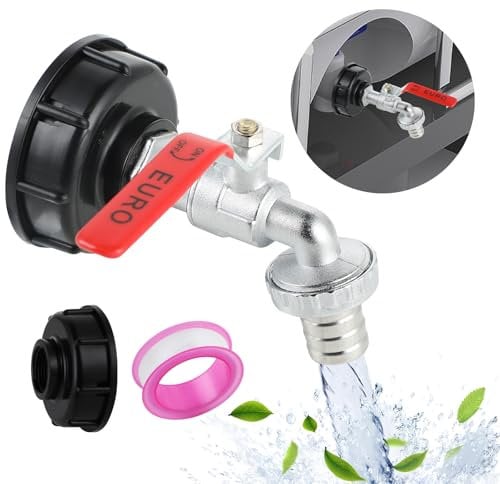 Grifo de drenaje IBC - Accesorios para Grifo Deposito 1000 litros tapa adaptador IBC de grifo de bola de aleación de 3/4 pulgadas adecuado para de recolección de agua de lluvia de lluvia y cisterna