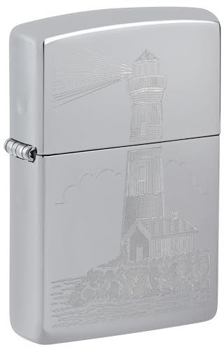 Zippo Windproof Lighter - Outdoor & Adventure - Auto Engrave High Polish Chrome - Refillable - Reusable - Windproof Design - Gift Box - Made in USA
