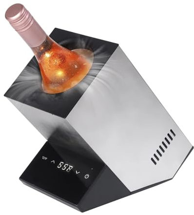 Enfriador de vino eléctrico, enfriador de botella de acero inoxidable, 750 ml, control termostático inteligente, no requiere hielo
