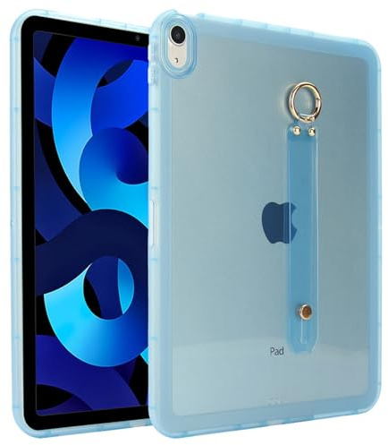 HYUKcase Case for iPad Air 11-inch M3/M2 (2025/2024),iPad Air 5th / 4th Generation (2022/2020),Flexible Shockproof Protective Cover with Wrist Strap,Slim Lightweight Clear Back Shell (Blue)