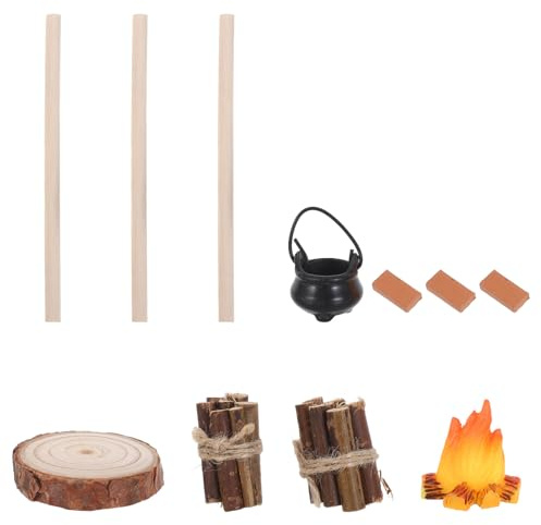 JOINPAYA Pila de Leña Miniatura para Casa de Muñecas Accesorios de Decoración de Chimenea Juego de Camping para Manualidades DIY Decoración de Cocina y Jardín de Hadas