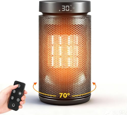 Heizlüfter Energiesparend, 2000W Elektrischer Heizlüfter PTC Keramik, 4 Modi 24 Timer Tragbare Heizstrahler mit Thermostat und Fernbedienung, Überhitzung&Tip Over Schutz für Zimmer und Wohnzimmer