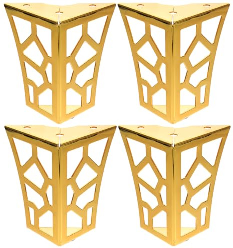 Alipis Lot de 4 Pieds de Meuble en Métal Creux Doré Pieds de Canapé et Table Basse Universels 10 CM Semelles Antidérapantes pour Meubles Robustes et Usage Domestique
