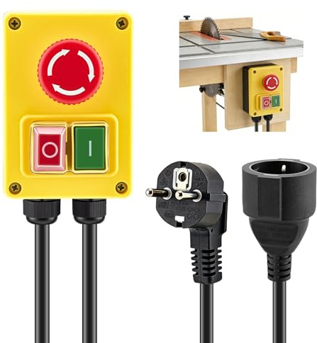 Interruptor monofásico de 230 V,Enchufe Interruptor con Gran botón Rojo, Corte por Voltaje Cero, Interruptor de máquina para Apagar rápidamente fresadora, Otros Dispositivos eléctricos industriales