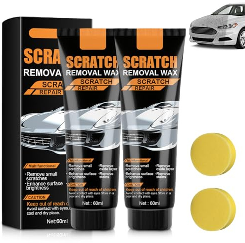 2PCS Car Scratch Remover, Scratch Remover Kit for Cars, Scratch Removal Wax for Deep Scratches with Sponge, Car Scratch Repair Paste Kit, Easy to Repair Paint Scratches, Marks, Abrasion, Stains