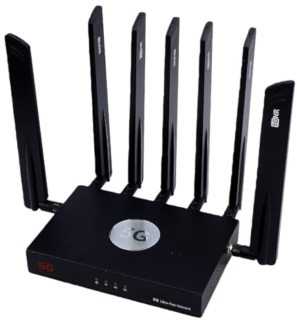 Gugxiom Router 5G Dual SIM AX3000 5G NR SA NSA con Chip IPQ5018 Porte WAN LAN Gigabit, Router WiFi 6 CPE Copertura Mesh Dual Band per Streaming Home Office (Spina europea)