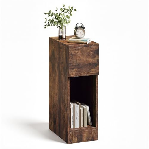 Warmiehomy Bedside Table 20CM Slim Side Table 20x35x60cm,Brown