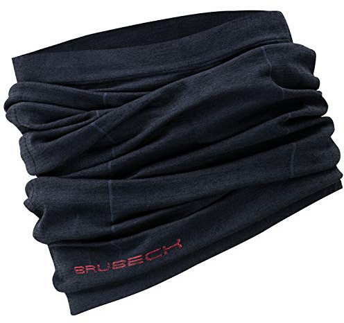 BRUBECK X-PERT Merinowolle Halswärmer Damen & Herren | Halstuch Laufen | Funktionstuch Sport | 54% Merino Gesichtstuch Fahrrad | Gesichtsschal | Kälteschutz | Gr. S - M | Black | KM10360