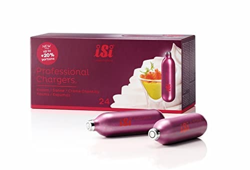 iSi 0084 Sahnekapseln für Sahnespender, Cream Charger, 24 Stück, Recycelbare N2O Sahne Kapseln für iSi Sahnespender, Aus recyclebarem Edelstahl