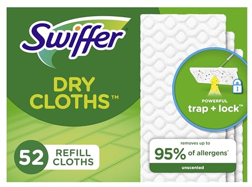 AHYBZN Sweeper Dry Mop Refills for Floor Mopping and Cleaning, All Purpose Floor Cleaning Product, Unscented, 52 Count (Packaging May Vary), Multicolor