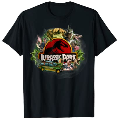 Jurassic Park Character Collage Logo T-Shirt