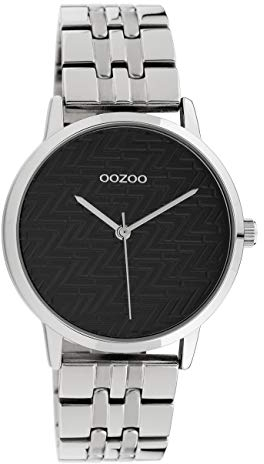 Oozoo Damenuhr mit Edelstahl Gliederband und Mosaik Zifferblatt Silberfarben/Schwarz 36 MM C10556