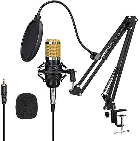 Ovegna B80 Microfono a condensatore professionale con braccio di sospensione, per registrazione, Podcast, PC, Gamer, Youtubeur (B90)