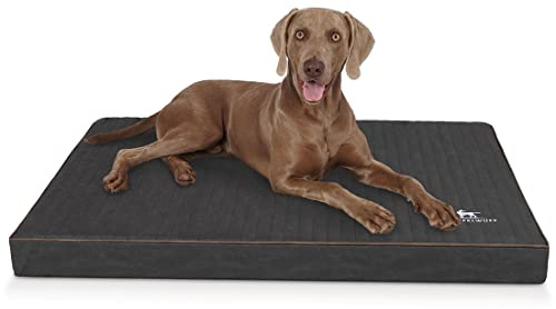Knuffelwuff orthopädische Hundematte Palomino aus Laser-gestepptem Kunstleder XL 100 x 70cm Schwarz - rutschfeste Unterboden - leicht zu reinigen - für große, mittelgroße und kleine Hunde