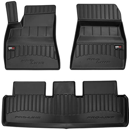 OMAC Gummi Fußmatten für Tesla Model 3 2017-2025 Premium TPE Automatten 3tlg