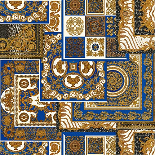 Profhome Design Wallpaper 370481-GU Non-Woven Wallpaper Gold Blue White 0.70 m x 10.05 m / 7.035 sqm