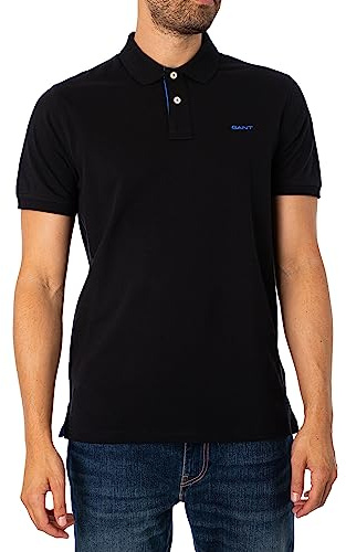 Gant Herren Reg Contrast Pique Rugger Polohemd, Schwarz, L EU