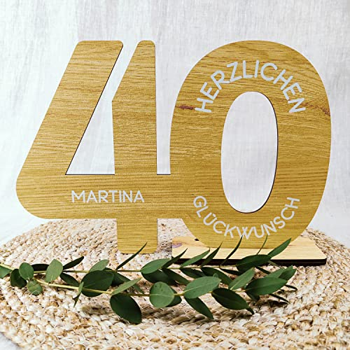 40 Geburtstag Frauen/Männer - Deko Gästebuch Geburtstag 40, 40. Geburtstag Männer Geschenk 40. Geburtstag Deko 40 Geburtstag Mann Tischdeko 40, 40 Jahre - Personalisierbar mit Namen aus Holz