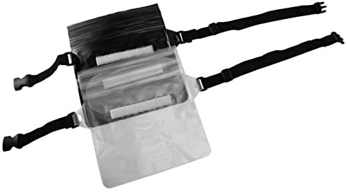 Custodia impermeabile con cinturino in vita regolabile per spiaggia, nuoto, , escursionismo, proteggere la fotocamera del telefono, contanti, passaporto dall'acqua, confezione da 2 colori: nero+