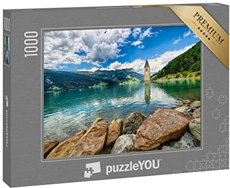 puzzleYOU: Puzzle 1000 Teile „Glockenturm des Reschensees (Resia) Südtirol“
