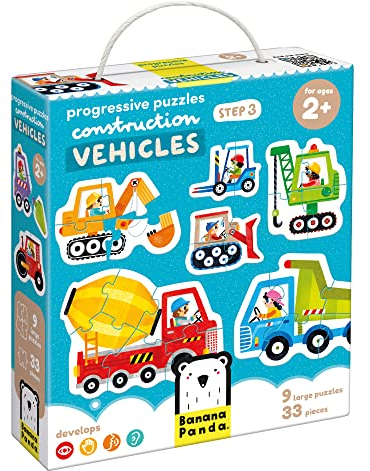 Progressive Puzzles Construction Vehicles - für Kinder ab 2 Jahren - 33 Teile - Fahrzeuge - Kinderpuzzle Kleinkind - Kind Entwicklung Spielzeug - Puzzle